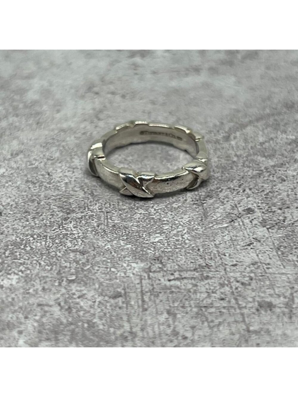 Tiffany & Co Signature Cross Stitch Ring Silver